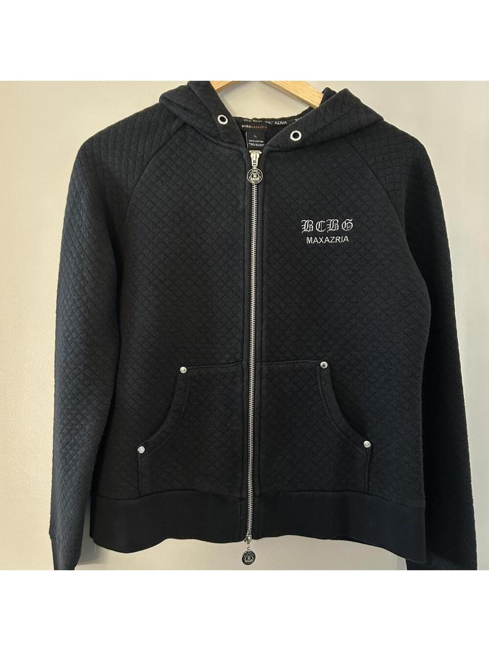 BCBG black quilted zip up hoodie